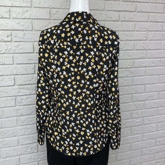 Michael Kors Women Floral Long Sleeve Zip Front Blouse Size S - Picture 6 of 8